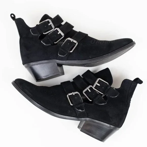 Universal Thread Target Black Kelsey Western Buckle Ankle Booties Women’s Size 6 - Picture 2 of 15